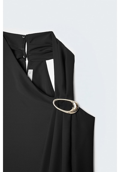 Sateen Aksesuar Detaylı Kolsuz Bluz - Siyah-137509