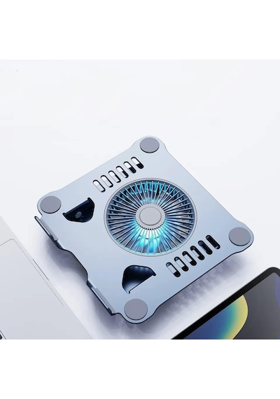 Ht-02 Metal Laptop Standı Yükseklik Ayarlı Fanlı Premium Serisi Notebook Tutucu Alüminyum Apple Uyumlu MacBook Yükseltici 10-17 İnch