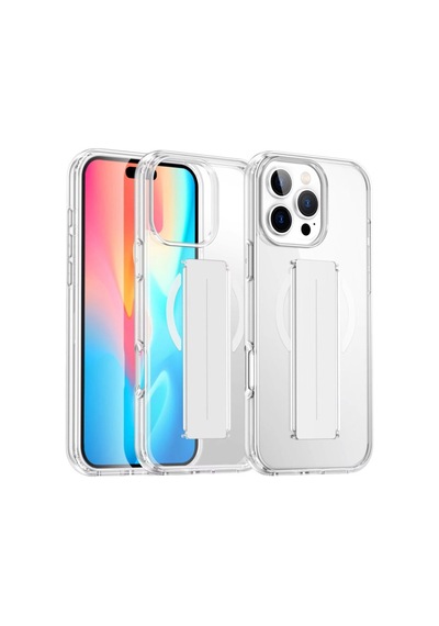 Apple iPhone  Uyumlu,  16 Pro Kılıf Alfa Magsafe Standlı Kapak - Şeffaf