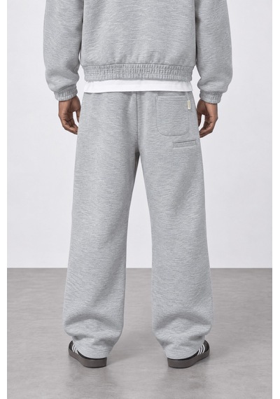 Respire Erkek Cep Detaylı Panda Baggy Eşofman Altı Gri Melanj