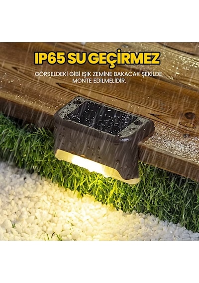 Upway 4 Lü Güneş Enerjili Merdiven Ve Bahçe Duvar Lambası Ip45 Su Geçirmez Led Aydınlatma