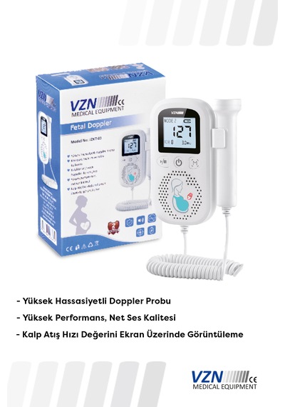 Vzn Jzkt-01 Fetal Doppler Bebek Kalp Atışı Dinleme Cihazı Lcd Ekranlı Hamilelik Fetal Kalp Monitörü