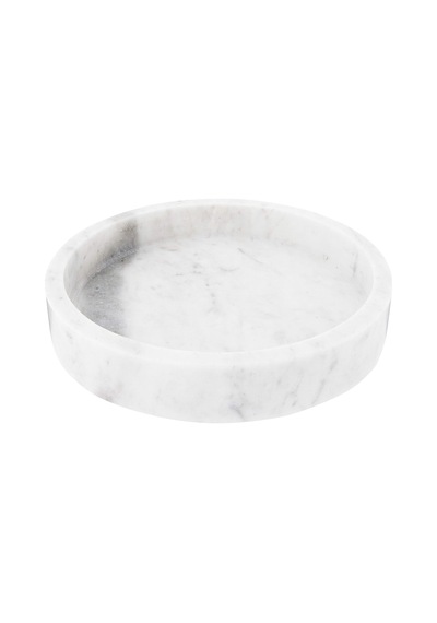 Df2369 20,32 Cm Yuvarlak Oymalı Mermer Tepsisi, Beyaz