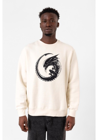 Allien Xenomorph Ekru Erkek 2ip Sweatshirt Ekru