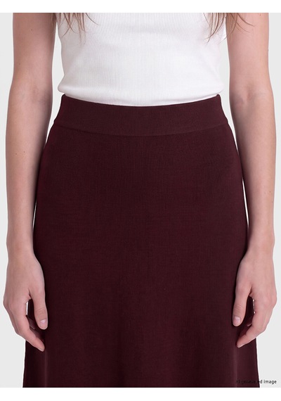 Lcw Modest Bordo Beli Lastikli A Kesim Triko Etek