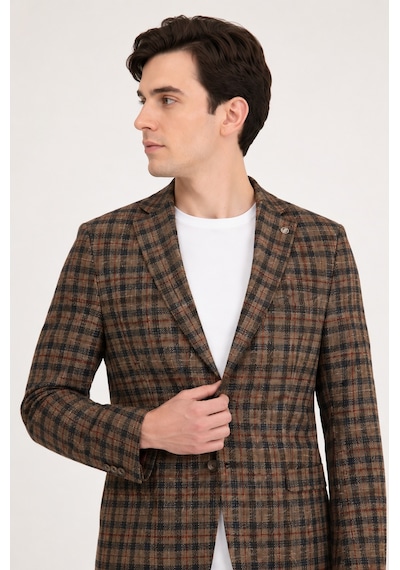 Sabri Özel Erkek Kareli Desen İki Düğmeli Yarım Astar Smart-casual Tek Ceket 6 Drop 12014-kahve Sabri Özel Erkek Kareli Desen İki Düğmeli Yarım Astar Smart-casual Tek Ceket 6 Drop 12014-kahve