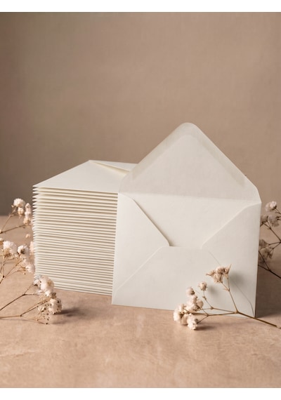 25 Adet 13x18 Cm Premium Kalite Davetiye Zarfı Krem