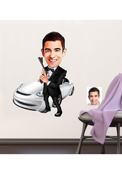 Kişiye Özel Bay Ajan Karikatürlü Duvar Sticker 50X70CM