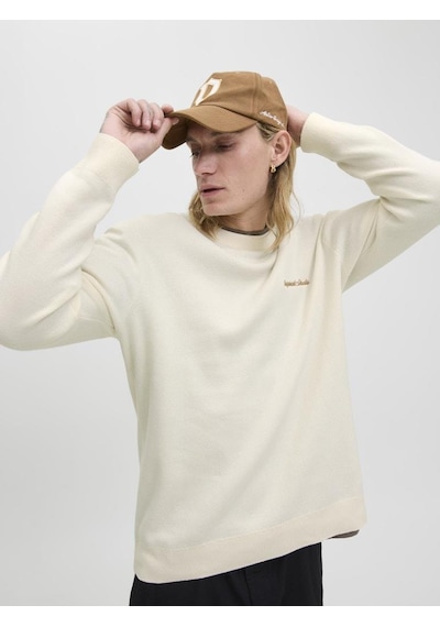Jack & Jones Jornorrebro Light Knit Erkek Bisiklet Yaka İnce Triko Kazak Beyaz
