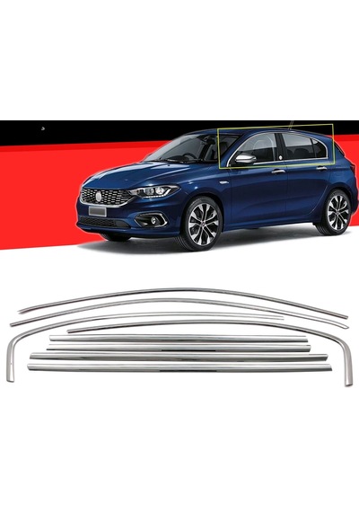 Autogp Fiat Egea Hb Cam Çerçevesi Kenar Çıtası Krom Tamtur 8 Parça 2015+