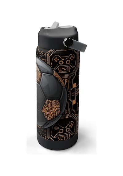 Coral High Futbol Desenli Katlanır Ağızlıklı Çelik Termos 650 Ml 38317 Siyah