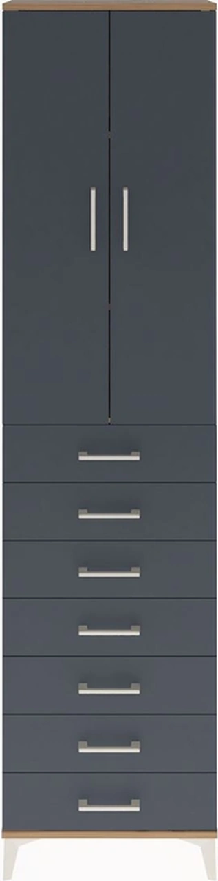 Arges Dolap 3 Raflı 7 Çekmeceli 2 Kapaklı 60x30x243 Çam-antrasit Çam