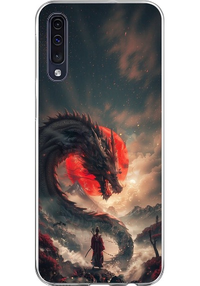 Samsung Galaxy A70 Uyumlu Şeffaf Kılıf Samurai 3 Tasarımlı