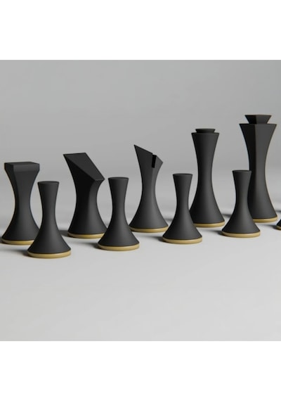 Modern Minimalist Tasarım Satranç Taşları Seti 3d Baskı Pla Malzeme Tam İki Takım