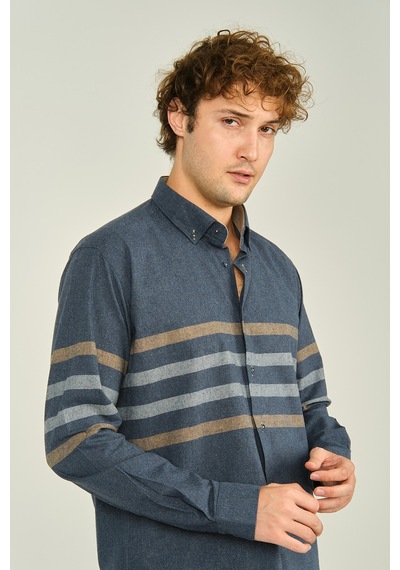 Megaldi Erkek Slim Fit İnce Blok Desenli Pamuklu Uzun Kol Gömlek 1100 İndigo Kahve İndigo Kahve İndigo - Kahverengi Megaldi Erkek Slim Fit İnce Blok Desenli Pamuklu Uzun Kol Gömlek 1100 İndigo Kahve İndigo Kahve İndigo - Kahverengi