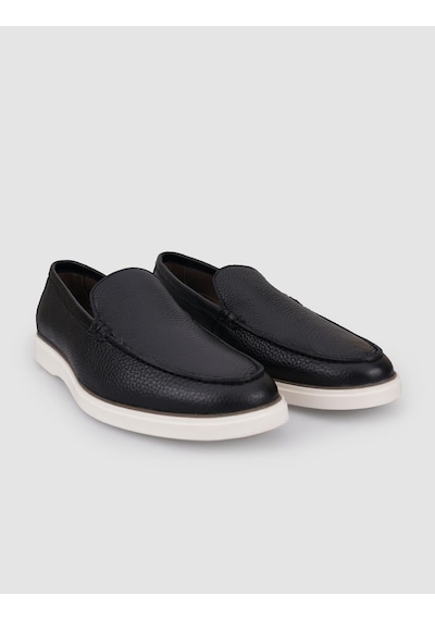 Cabani Villare Hakiki Deri Siyah-beyaz Erkek Loafer 121354-7205