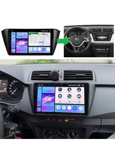 Skoda Fabia Android Multimedya Sistemi 4-64 Cadence R18 2015-2020 Ön Kayıt Kamera  9"