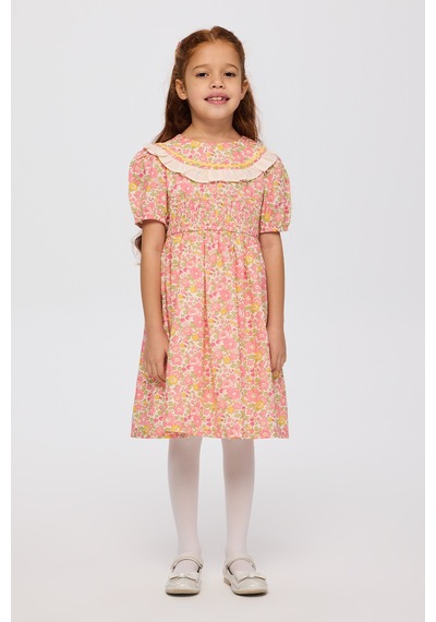 Panço Liberty Kumaş Çiçek Desenli Kız Çocuk Elbise 5621gk26006 Pembe