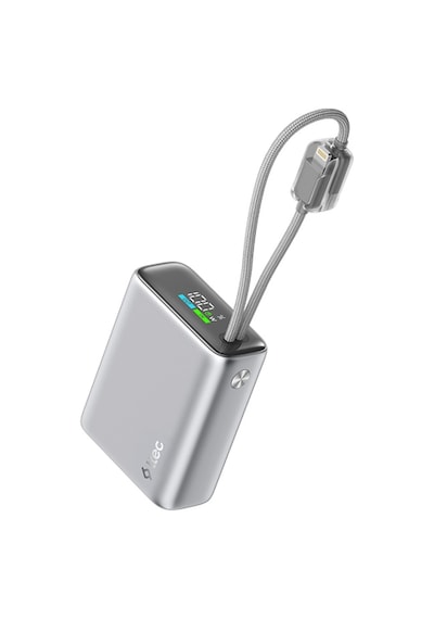 Ttec Recharger Pro Tft 10.000mah Pd 35w Usb-c Ve Lightning Dahili Kablolu Taşınabilir Hızlı Şarj Aleti / Powerbank 2bb279 Gri
