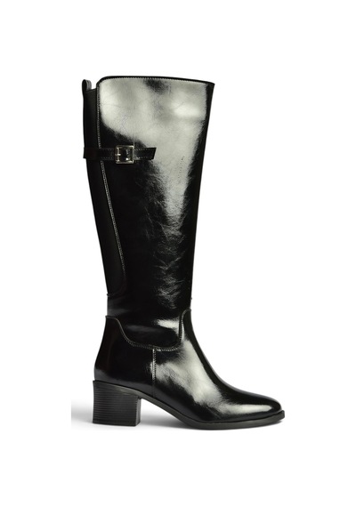 Fox Shoes Z608194460 Siyah Rustik Kalın Topuklu Kadın Çizme