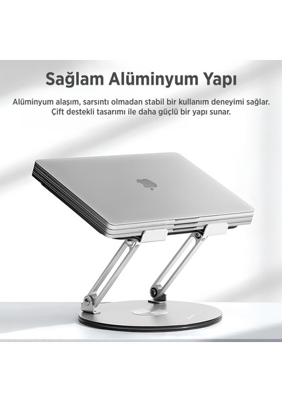 Lexroo 360 Dönebilen Yükseklik Ayarlı Metal Notebook Laptop Standı