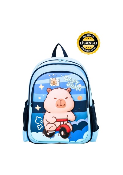 Capybara Lisanslı Çocuk Okul Sırt Çantası Eva Ön Yüzeyli Mavi
