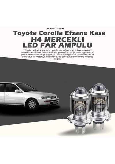 Toyota Corolla Efsane Kasa Uyumlu Mercek Led Xenon Şimşek Etkili Tek Renk Beyaz