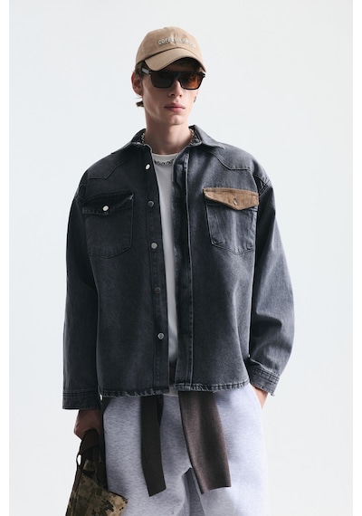 Vamos Oversize Kot Gömlek Gri