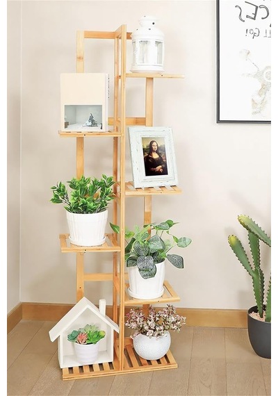 Ayrex Digithome Bambu 6 Raflı Saksılık Çok Amaçlı Stand Çiçeklik Banyo Düzenleyici Havluluk Db-0025 Diğer