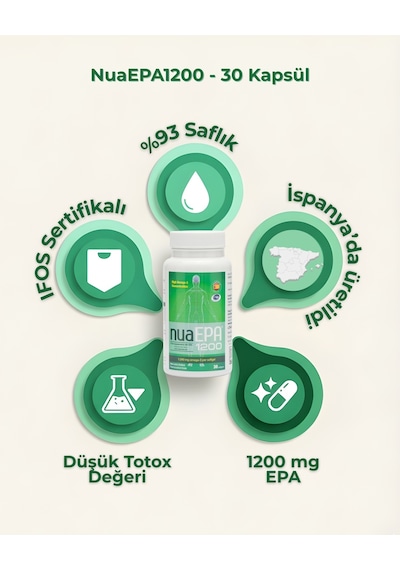 Nua EPA 1200 Omega-3 İçeren Gıda Takviyesi 30 Kapsül