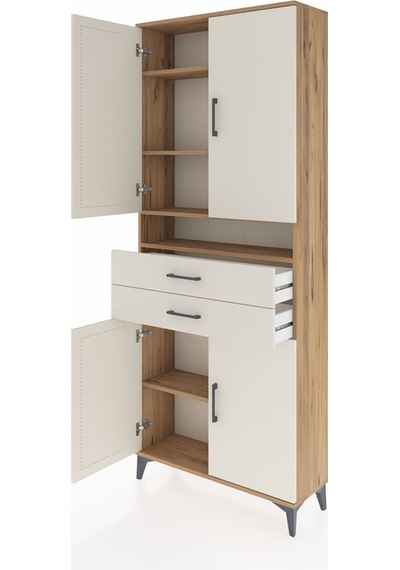 Arges Dolap 5 Raflı 2 Çekmeceli 4 Kapaklı 88x30x221 Çam-aytaşı Çam