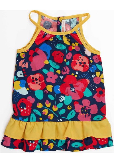 Denokids Çiçekli Kız Bebek Poplin Elbise