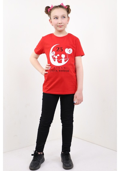 Toontoy Kids Toontoy Unisex Çocuk 23 Nisan Baskılı Tişört Kırmızı Toontoy Kids Toontoy Unisex Çocuk 23 Nisan Baskılı Tişört Kırmızı