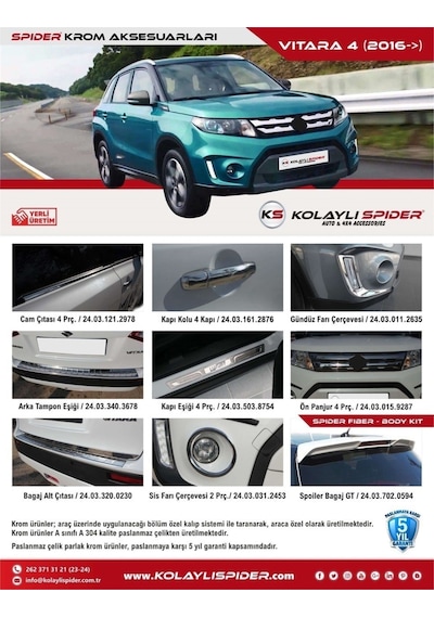Suzuki Vitara 4 Ön Panjur 4 Prç Krom 2016 ve Sonrası