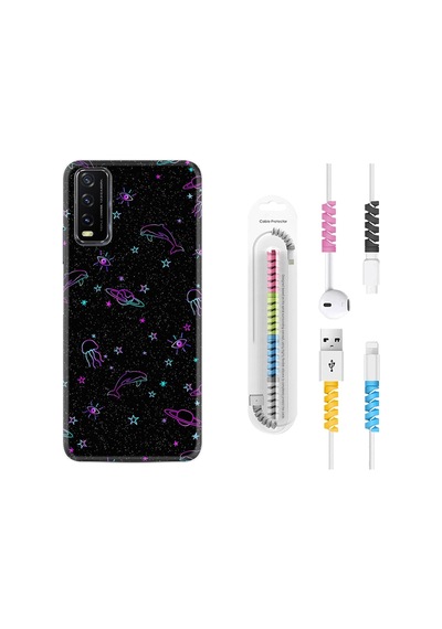Vivo Y11S Kılıf Kablo Koruyuculu Galaxy Yunus Göz 1860