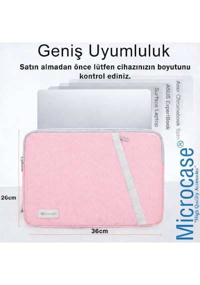 Apple Uyumlu MacBook Pro 14 İnch M5 2025 Ve Tabletler İçin Sleeve Tipi Çanta Pembe Al5422 Laptop Çantası