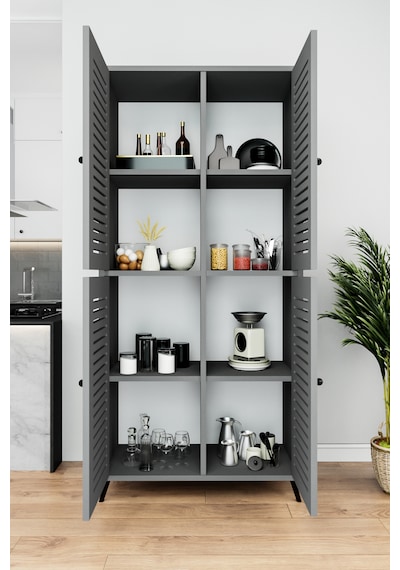 Enwood Deneb Mdf Gri 4 Kapaklı Panjur Kapak Ahşap Ayaklı Kiler