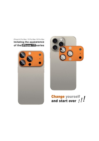 İphone 16 Pro Max / 15 Pro Max / 14 Pro Max Uyumlu 17 Pro Max Kamera Dönüştürücü Metal Lens Koruyucu