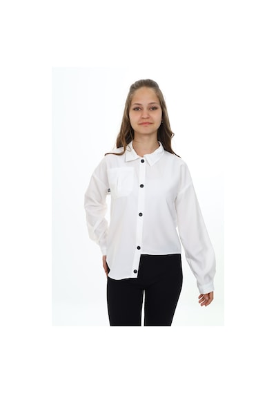 Toontoy Kız Çocuk Regular Fit Asimetrik Kalıp Düşük Omuz Uzun Kollu Basic Poplin Gömlek - Tek Cepli Beyaz Toontoy Kız Çocuk Regular Fit Asimetrik Kalıp Düşük Omuz Uzun Kollu Basic Poplin Gömlek - Tek Cepli Beyaz