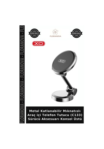 Metal Katlanabilir Mıknatıslı Araç İçi Telefon Tutucu C133 Sürücü Aksesuarı Konsol Üstü