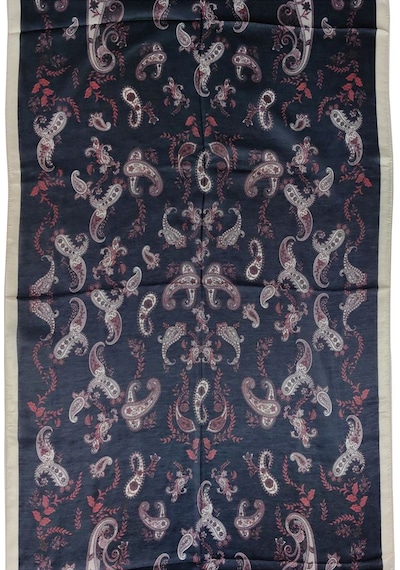 Mim Eşarp Enba Etnik Desenli Soft Pamuklu Şal 75x190 Cm Siyah