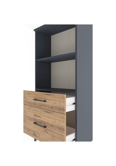 Arges Dolap 2 Raflı 2 Çekmeceli 60x30x134 Antrasit-çam Antrasit
