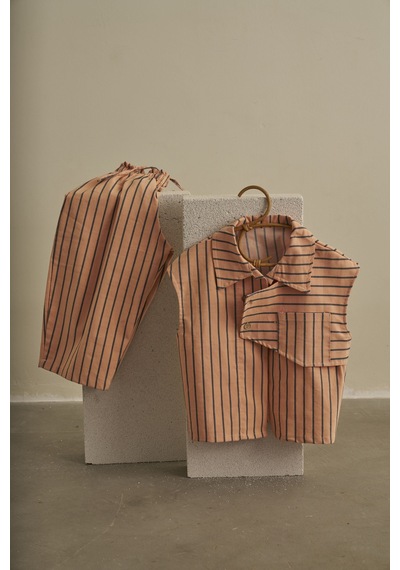 Ohlalakoala Sunset Navy Gabardin Pantolonlu Takım Somon