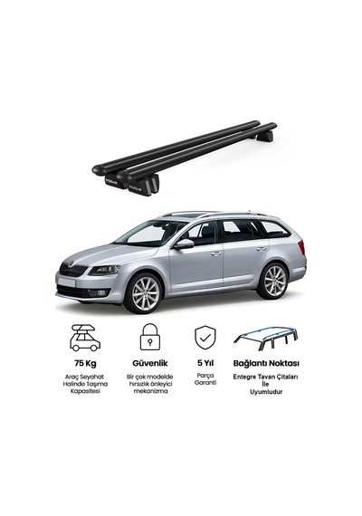 Pençe Skoda Octavia Wagon 2013 Ve Sonrası Uyumlu Siyah Ara Atkı Port Bagaj Tavan Barı