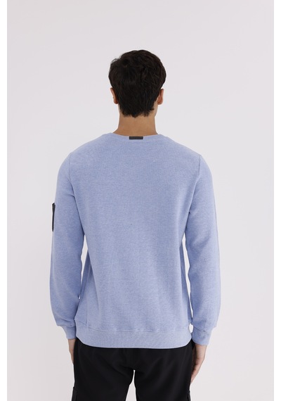 Rowinger Selanik Dokulu Yumuşak Tutuşlu Rahat Kalıp Sade Tasarım Uzun Kollu Sweatshirt Baby Blue