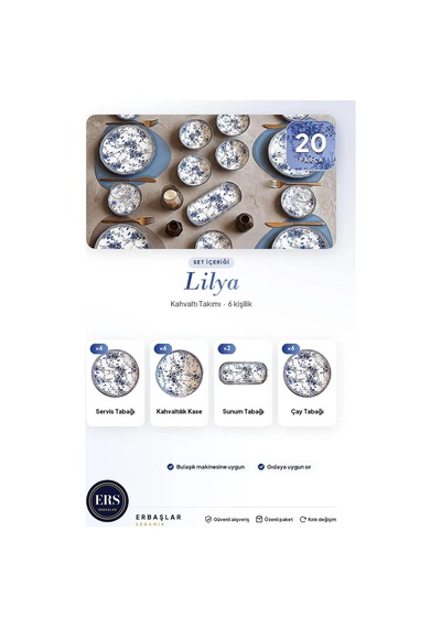 Lilya 20 Parça 6 Kişilik Kahvaltı Takımı Çok Renkli