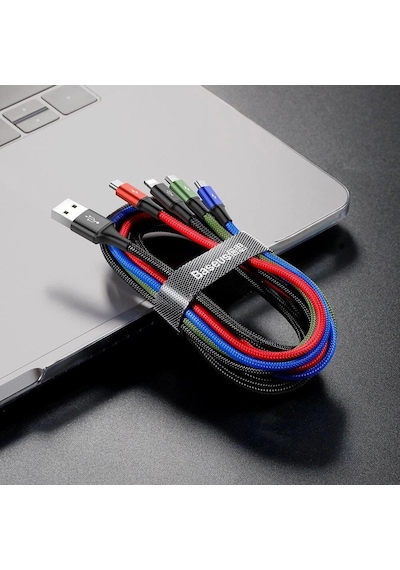 Baseus Fast 4in1 3.5a Hızlı Şarj Kablosu Usb-a Usb-c Lightning Micro Usb Çoklu Şarj Kablosu 1.2m Siyah