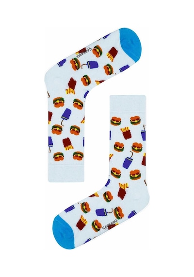 Carnaval Socks Beyaz Hamburger Içecek Desenli Renkli Çorap Çok Renkli