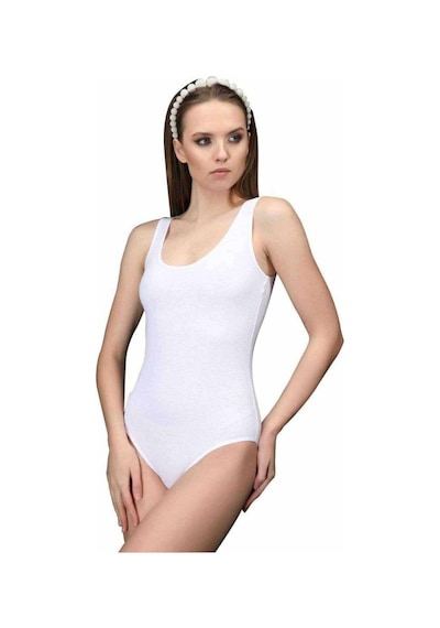Royaleks Elit Life Geniş Askılı Kadın Dikişsiz Çıtçıtlı Slip Body Beyaz 878