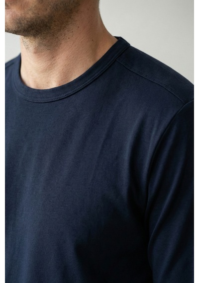 Elemge Pamuk Erkek Süprem Basic T-shirt Compact Penye Tok Kumaş Uzun Kollu Lacivert Sporcu Tişört Body 2XL